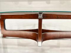 Novo Rumo Brazilian Modern Coffee Table in Bent Wood Glass Novo Rumo Brazil c 1960s - 3511608