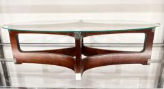 Novo Rumo Brazilian Modern Coffee Table in Bent Wood Glass Novo Rumo Brazil c 1960s - 3511612