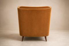 Novo Rumo Brazilian Modern Pair of Camel Mohair Club Chairs in Hardwood Att to Novo Rumo - 4621573