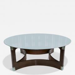 Novo Rumo Brazilian Modern Round Coffee Table in Bent Rosewood Glass Novo Rumo 1960s - 4426511