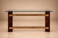 Novo Rumo Brazilian Modern Sideboard in Rosewood Brass Glass Novo Rumo Brazil - 4616037