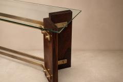 Novo Rumo Brazilian Modern Sideboard in Rosewood Brass Glass Novo Rumo Brazil - 4616039