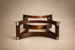 Novo Rumo Brazilian Round Coffee Table in Rosewood Glass by Novo Rumo Brazil 1960s - 4745844