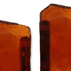 Nybro Armaturfabrik Brutalist Pair Sconces in Whiskey Hued Glass by Nybro - 3406485