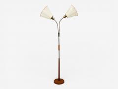 Nybro Armaturfabrik Floor Lamp Wood Metal Fabric Sweden 1940s - 4451190