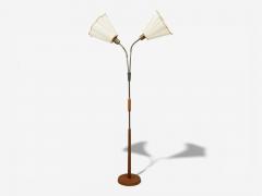 Nybro Armaturfabrik Floor Lamp Wood Metal Fabric Sweden 1940s - 4451191