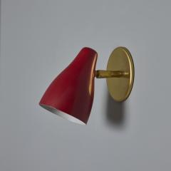 O Luce Pair of 1960s Giuseppe Ostuni Red and Brass Articulating Sconces for O Luce - 3829020