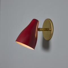 O Luce Pair of 1960s Giuseppe Ostuni Red and Brass Articulating Sconces for O Luce - 3829021