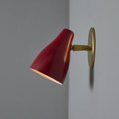 O Luce Pair of 1960s Giuseppe Ostuni Red and Brass Articulating Sconces for O Luce - 3829023