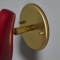 O Luce Pair of 1960s Giuseppe Ostuni Red and Brass Articulating Sconces for O Luce - 3829024