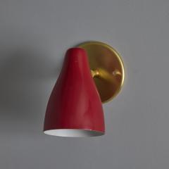 O Luce Pair of 1960s Giuseppe Ostuni Red and Brass Articulating Sconces for O Luce - 3829026