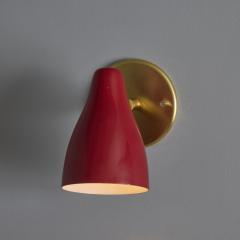 O Luce Pair of 1960s Giuseppe Ostuni Red and Brass Articulating Sconces for O Luce - 3829027