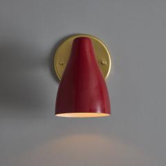 O Luce Pair of 1960s Giuseppe Ostuni Red and Brass Articulating Sconces for O Luce - 3829028