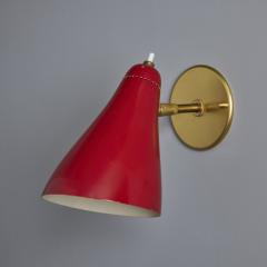 O Luce Pair of Large 1960s Giuseppe Ostuni 101 Red Articulating Sconces for O Luce - 3829529