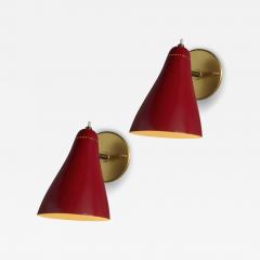 O Luce Pair of Large 1960s Giuseppe Ostuni 101 Red Articulating Sconces for O Luce - 3832775