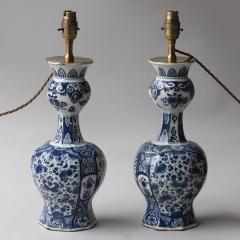 OCTAGONAL DUTCH DELFT BLUE AND WHITE WAISTED BOTTLE VASES CONVERTED TO LAMPS - 4096716