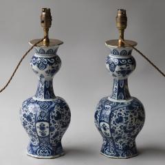 OCTAGONAL DUTCH DELFT BLUE AND WHITE WAISTED BOTTLE VASES CONVERTED TO LAMPS - 4096717
