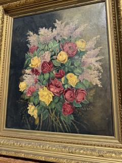 OLD MASTER BEAUTIFUL FLOWERS OIL PAINTING IN MAGNIFICIENT ORIGINAL FRAME - 4605098