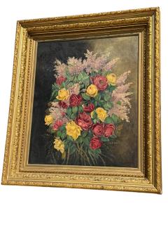 OLD MASTER BEAUTIFUL FLOWERS OIL PAINTING IN MAGNIFICIENT ORIGINAL FRAME - 4608022