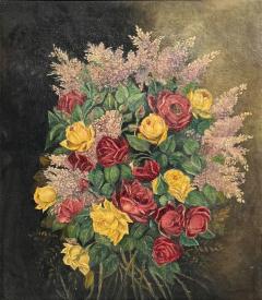 OLD MASTER BEAUTIFUL FLOWERS OIL PAINTING IN MAGNIFICIENT ORIGINAL FRAME - 4608024