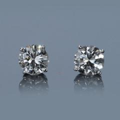 ONE PAIR OF ROUND DIAMOND EAR STUDS 1 85 CARAT - 2293816