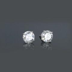 ONE PAIR OF ROUND DIAMOND EAR STUDS 3 06 CARAT CTTW - 2494338