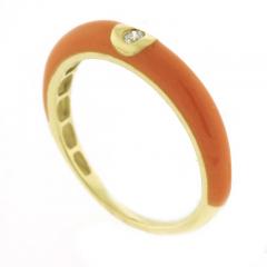 ORANGE ITALIAN ENAMEL SMALL DOME RING - 3015738