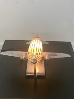 ORIGINAL ART DECO GLASS AND CHROME AIRPLANE LAMP - 1963576