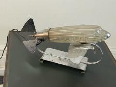 ORIGINAL ART DECO GLASS AND CHROME AIRPLANE LAMP - 1963580