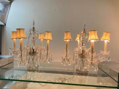 ORNATE PAIR OF FOUR ARM CRYSTAL CANDELABRA TABLE LAMPS - 2107871
