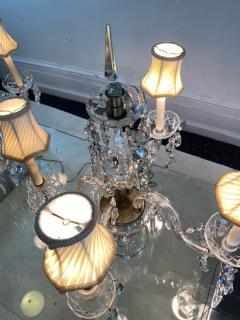 ORNATE PAIR OF FOUR ARM CRYSTAL CANDELABRA TABLE LAMPS - 2107874