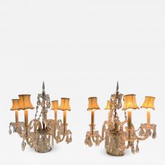 ORNATE PAIR OF FOUR ARM CRYSTAL CANDELABRA TABLE LAMPS - 2119718