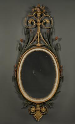 OVAL GILT WOOD AND PAINTED MIRROR OF LARGE SCALE WITH CARVED BULRUSHES - 4217701