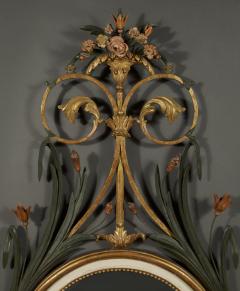 OVAL GILT WOOD AND PAINTED MIRROR OF LARGE SCALE WITH CARVED BULRUSHES - 4217713