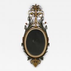 OVAL GILT WOOD AND PAINTED MIRROR OF LARGE SCALE WITH CARVED BULRUSHES - 4218443