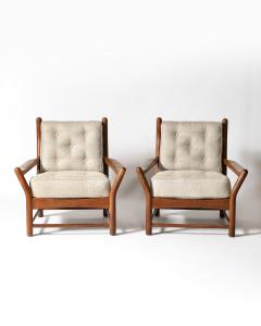 Oak Armchairs France c 1950 - 4207147