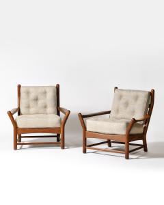 Oak Armchairs France c 1950 - 4207151
