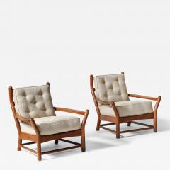 Oak Armchairs France c 1950 - 4208196