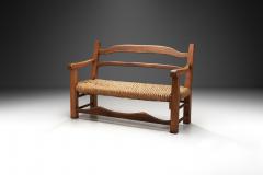 Oak Bench with Woven Rush Seat France 1950s - 4007704