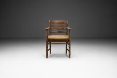 Oak Bobbin Armchair with Wicker Seat The Netherlands 1930s - 4148738