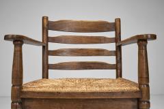 Oak Bobbin Armchair with Wicker Seat The Netherlands 1930s - 4148742