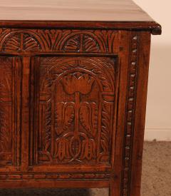 Oak Chest From 17th Century 4 Panels - 3501744