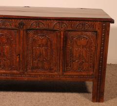 Oak Chest From 17th Century 4 Panels - 3501745