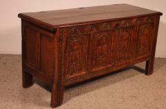 Oak Chest From 17th Century 4 Panels - 3501748