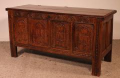 Oak Chest From 17th Century 4 Panels - 3501752
