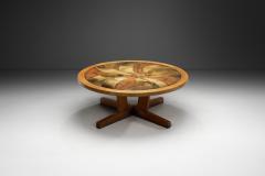 Oak Coffee Table with Glazed Stoneware Tiles by S ren Jean Larsen Denmark 1980s - 4293445