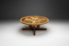 Oak Coffee Table with Glazed Stoneware Tiles by S ren Jean Larsen Denmark 1980s - 4293446