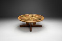 Oak Coffee Table with Glazed Stoneware Tiles by S ren Jean Larsen Denmark 1980s - 4293447