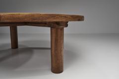 Oak Coffee Table with Round Legs Europe 1960s - 4689688