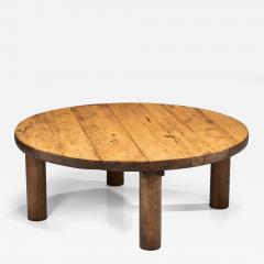 Oak Coffee Table with Round Legs Europe 1960s - 4691945